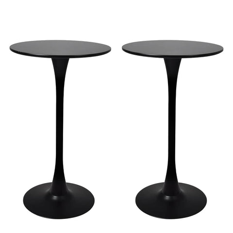 Contemporary 2x Round Bar Table Pub Tables Black  Easy Assembly