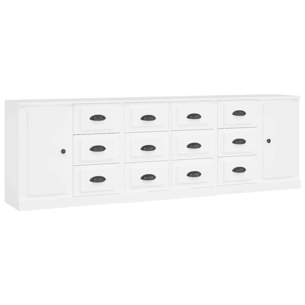 Contemporary 3 Pcs of White Engineered Wood Sideboards