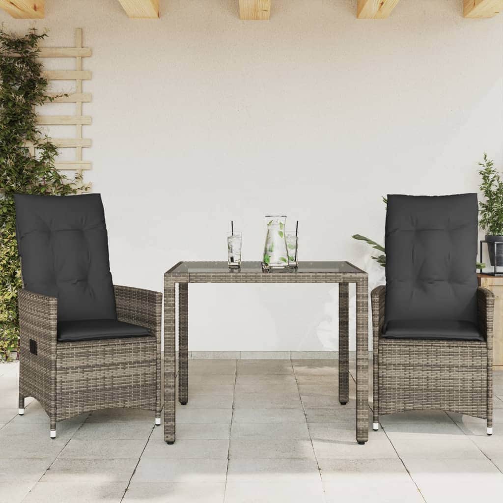 Contemporary 3 Piece Bistro Set with Outdoor Retreat Modern Living