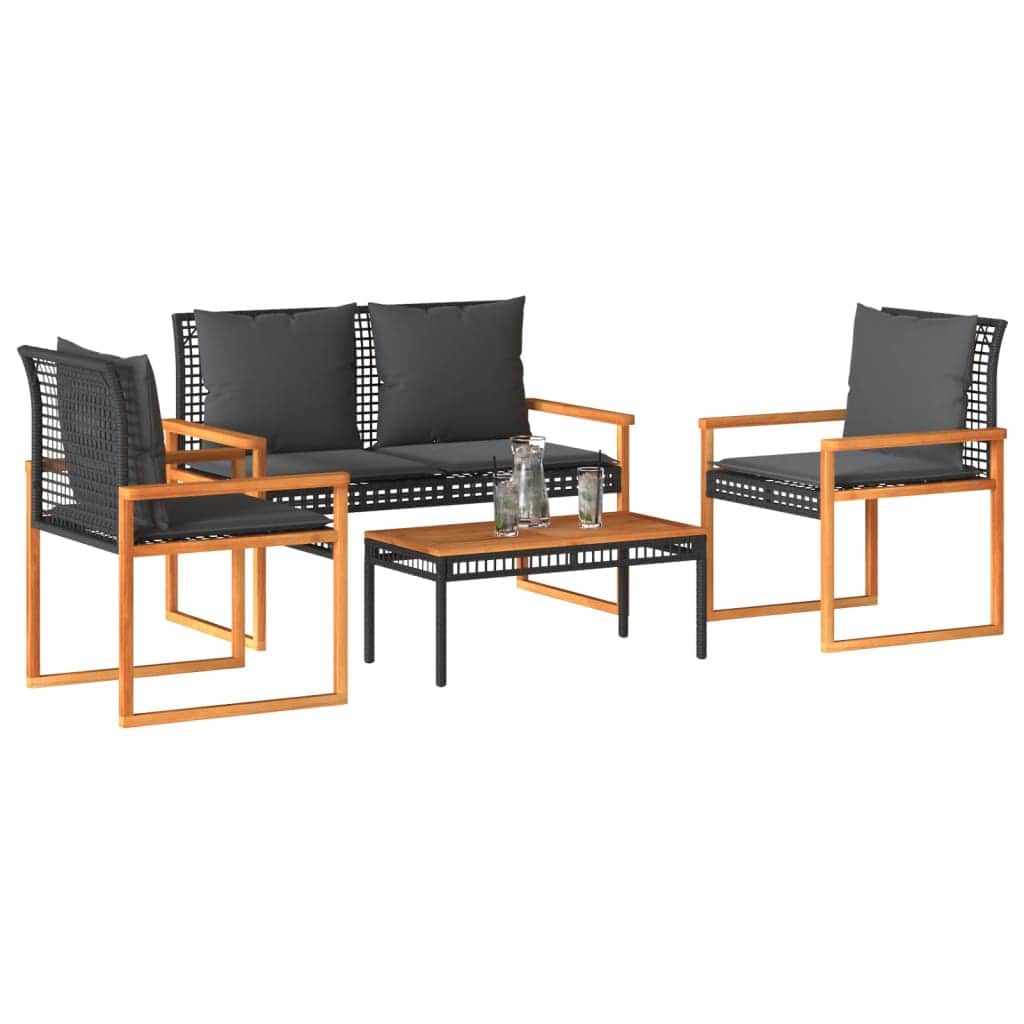 Contemporary 4 Piece Garden Lounge Set Patio Setup Garden Leisure