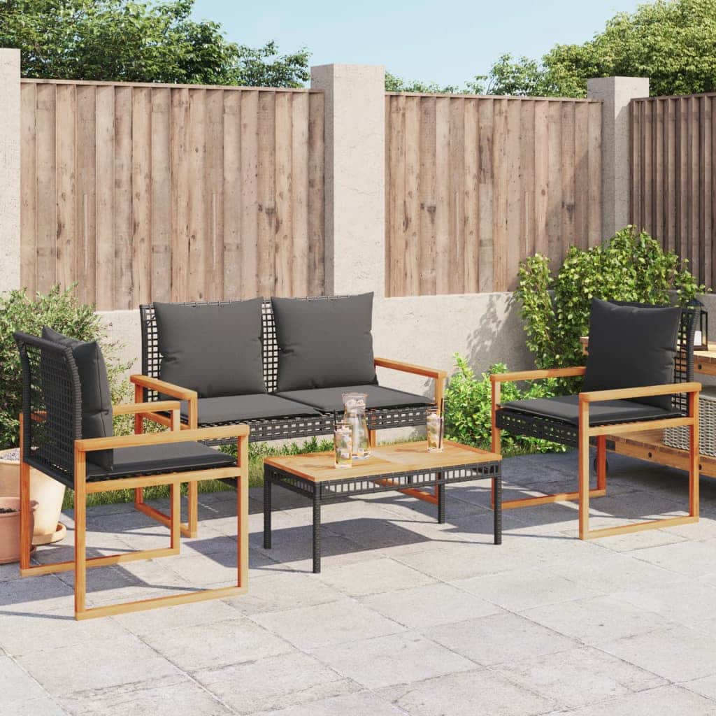 Contemporary 4 Piece Garden Lounge Set Patio Setup Garden Leisure