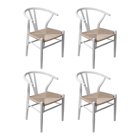 Contemporary 4x Dining Chairs Wooden Hans White  Wood Finish