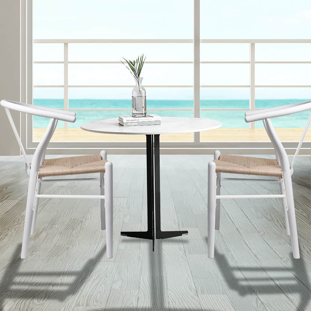 Contemporary 4x Dining Chairs Wooden Hans White  Wood Finish