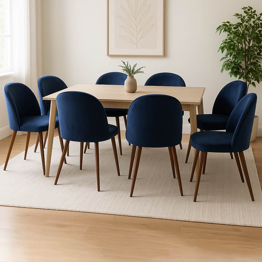 Contemporary 8x Dining Chairs Seat French Navy  Adjustable Height