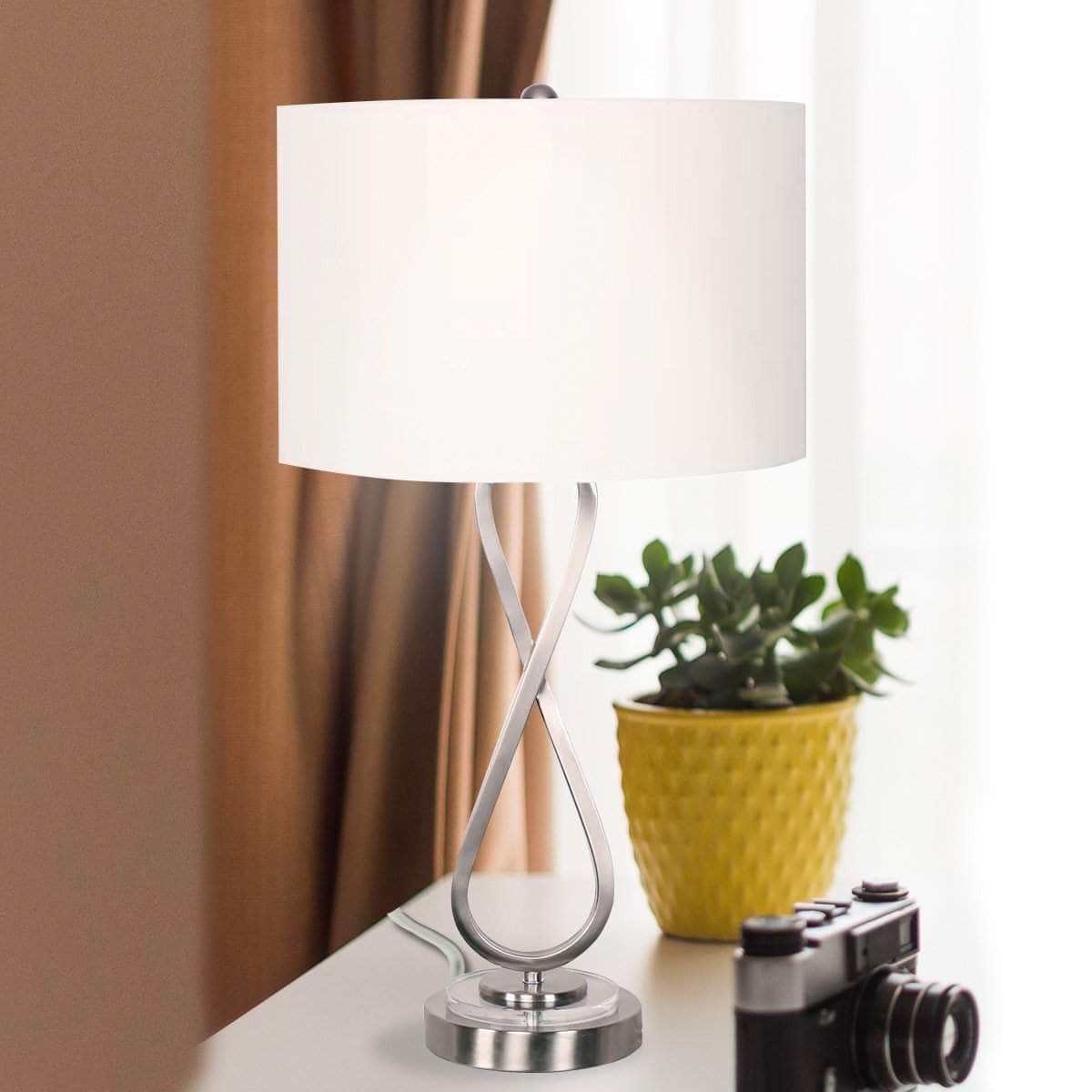 Contemporary Brilliance Nickel Finish Table Lamp