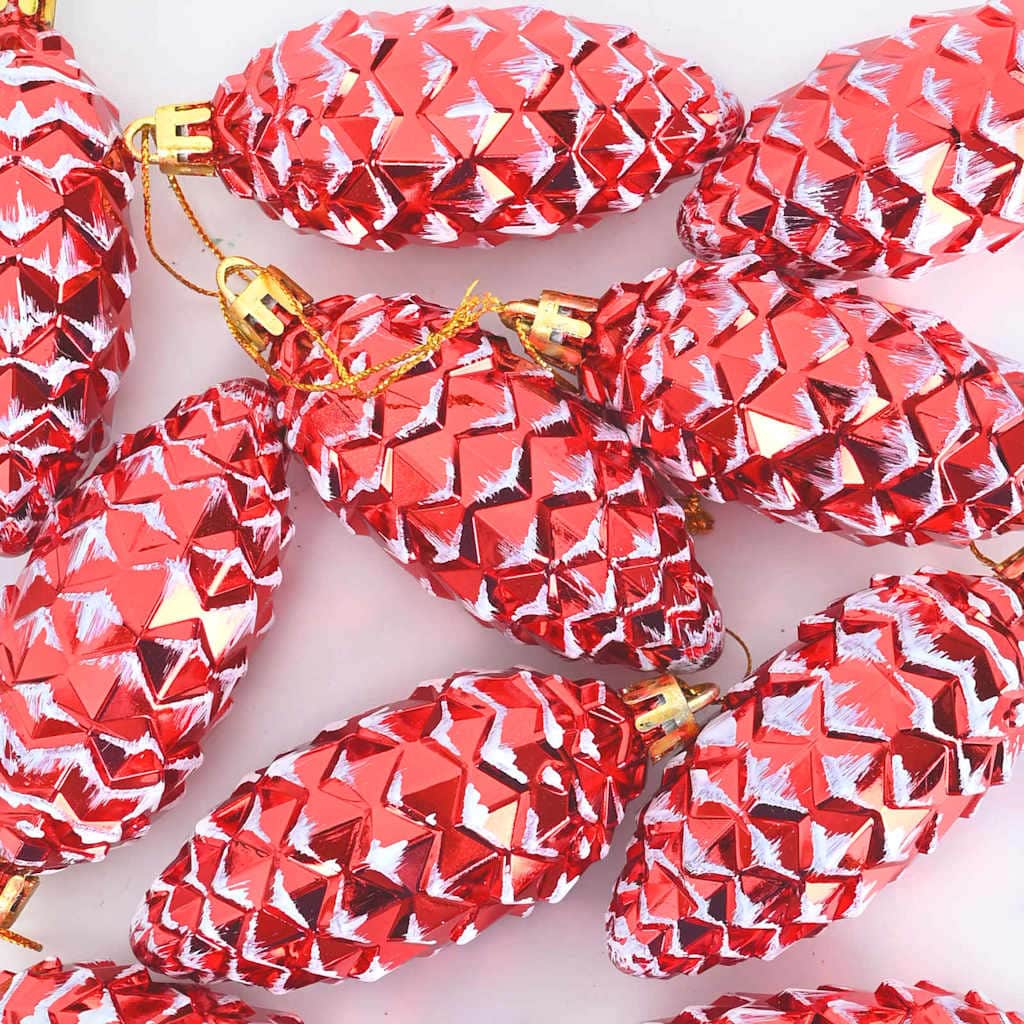 Contemporary Christmas Pine Cone Ball 40 pcs Red - High Quality Build