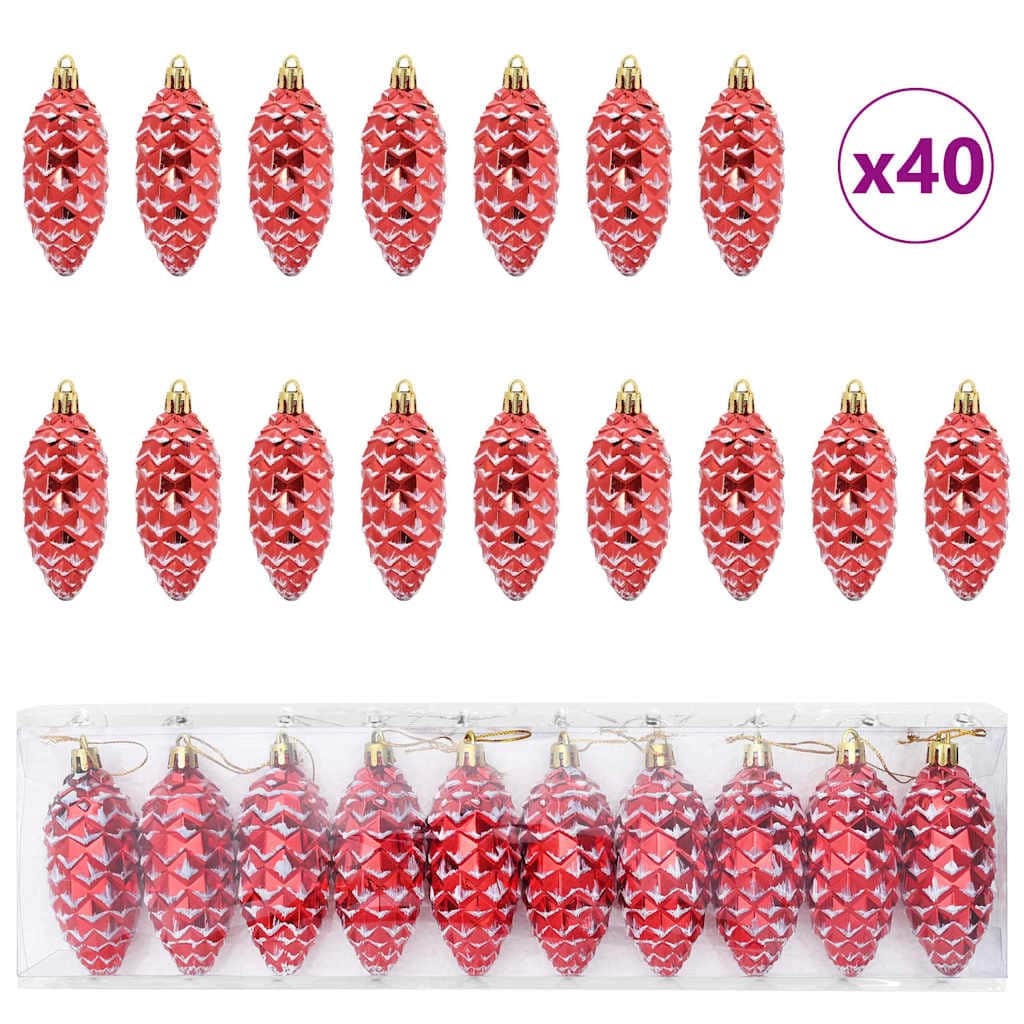 Contemporary Christmas Pine Cone Ball 40 pcs Red - High Quality Build