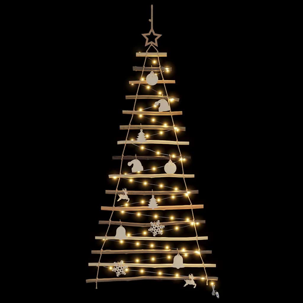 Contemporary Christmas Tree with 50 LEDs Natural 120cm Solid Ash wood