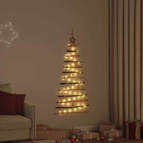 Contemporary Christmas Tree with 50 LEDs Natural 120cm Solid Ash wood