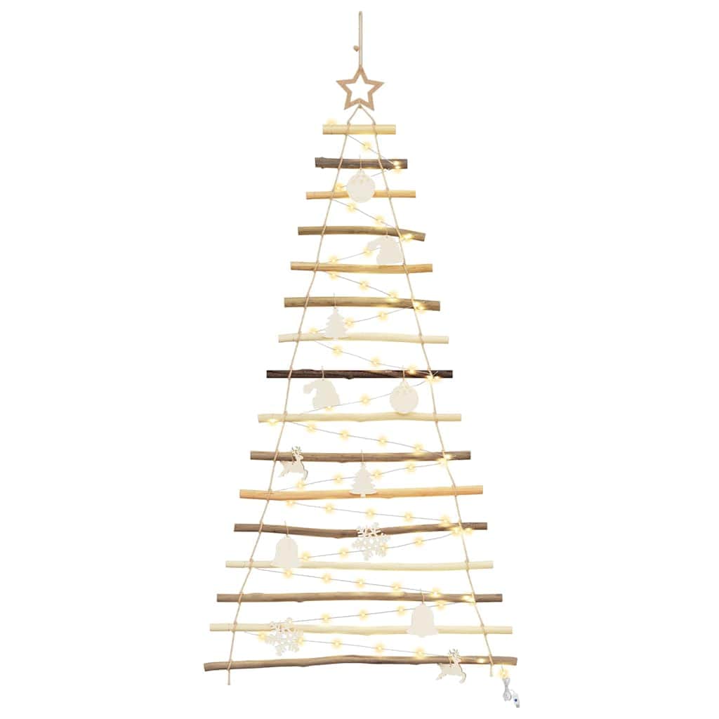 Contemporary Christmas Tree with 50 LEDs Natural 120cm Solid Ash wood
