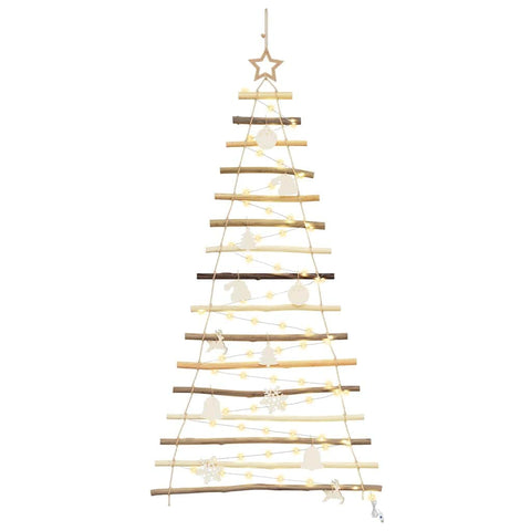 Contemporary Christmas Tree with 50 LEDs Natural 120cm Solid Ash wood