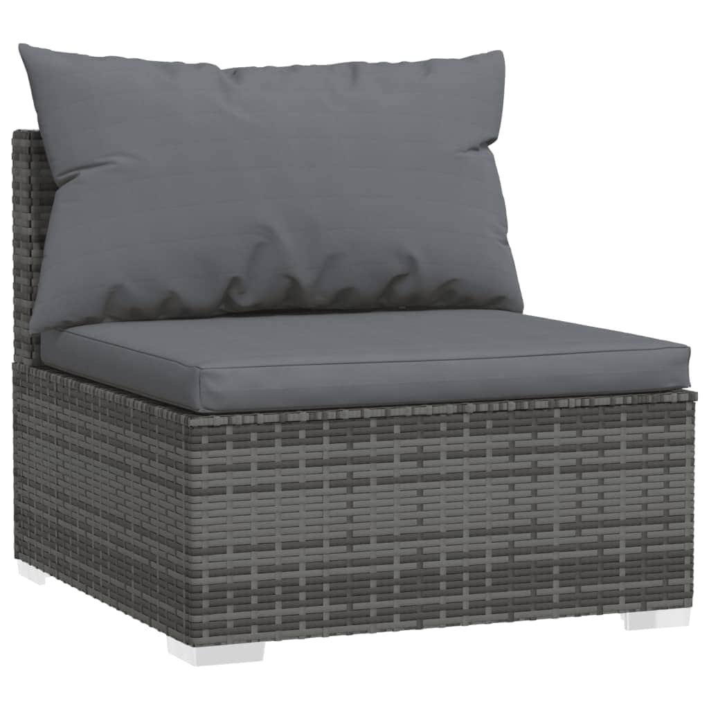Contemporary Comfort: 5-Piece Poly Rattan Garden Lounge Set in Elegant Grey with Cushions