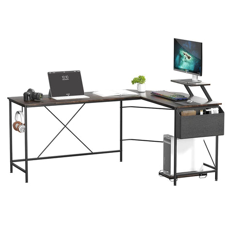 Contemporary Computer Desk Corner Desk Brown  Scandi Inspired Design