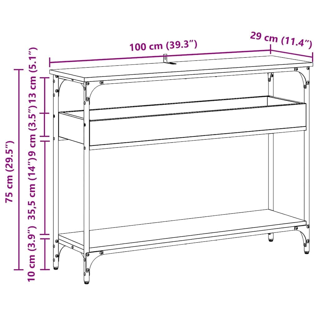 Contemporary Console Table Black oak Engineered wood - High Quality