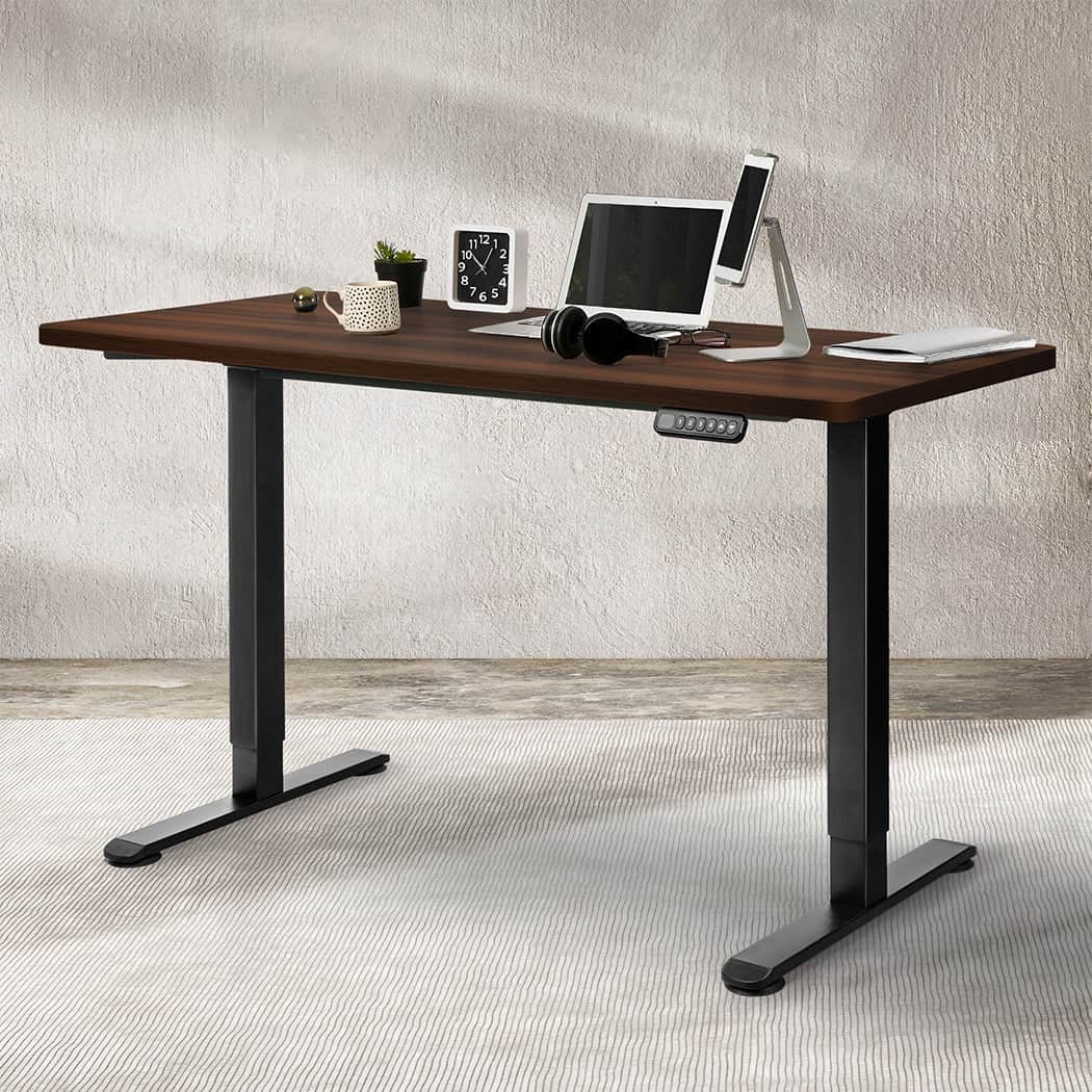 Contemporary Desktop For Motorised Adjustable Black 140X70CM Walnut