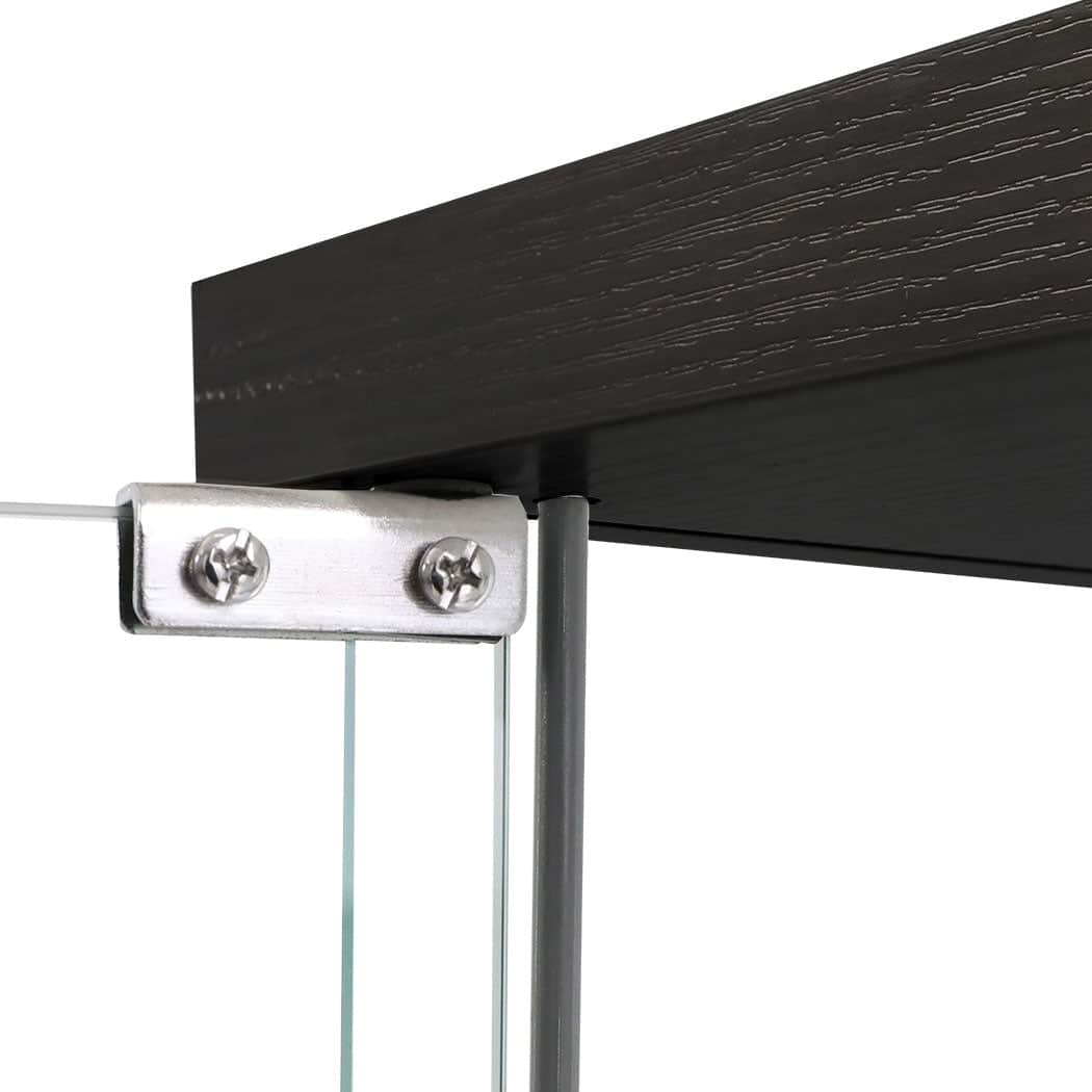 Contemporary Display Storage Cabinet Glass Black  High Back Support