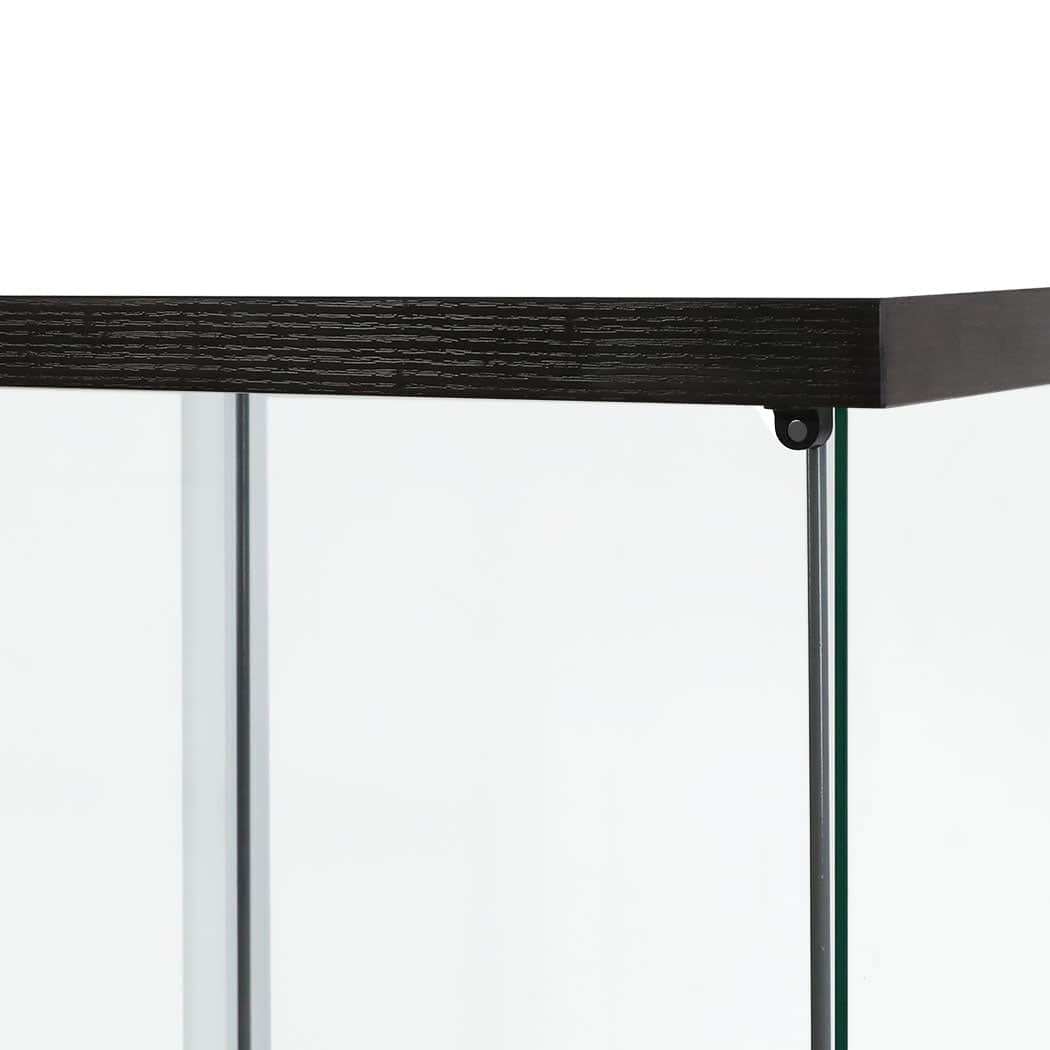 Contemporary Display Storage Cabinet Glass Black  High Back Support