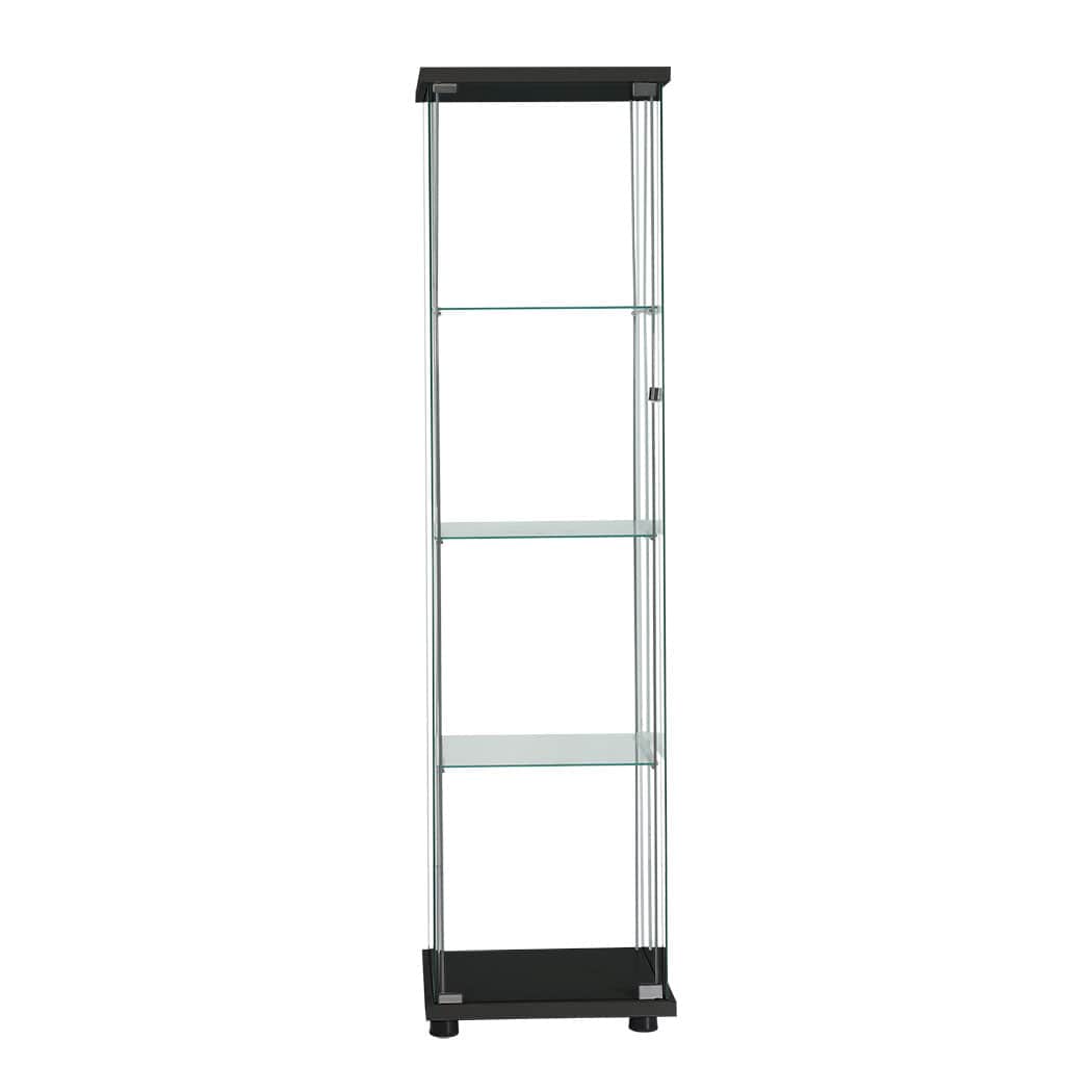 Contemporary Display Storage Cabinet Glass Black  High Back Support
