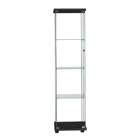 Contemporary Display Storage Cabinet Glass Black  High Back Support