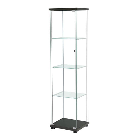 Contemporary Display Storage Cabinet Glass Black  High Back Support