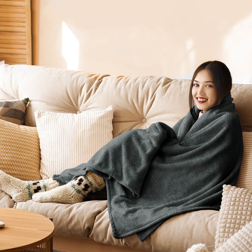 Contemporary Electric Throw Blanket Heated Timer Bedding Washable
