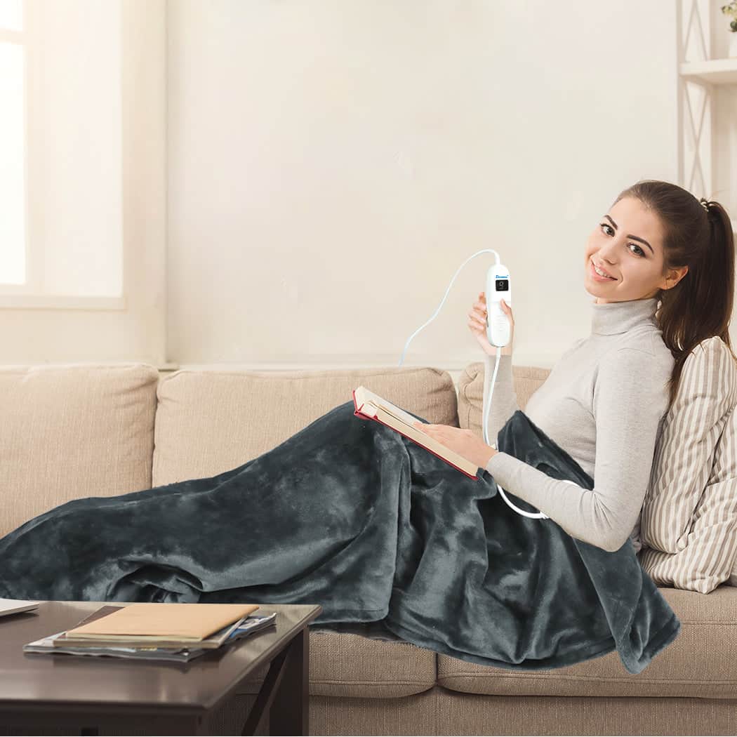 Contemporary Electric Throw Blanket Heated Timer Bedding Washable