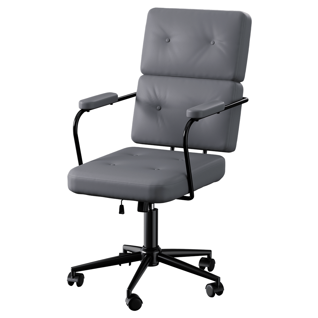 Contemporary Ergonomic Office Chair Computer PU Grey  Easy Assembly