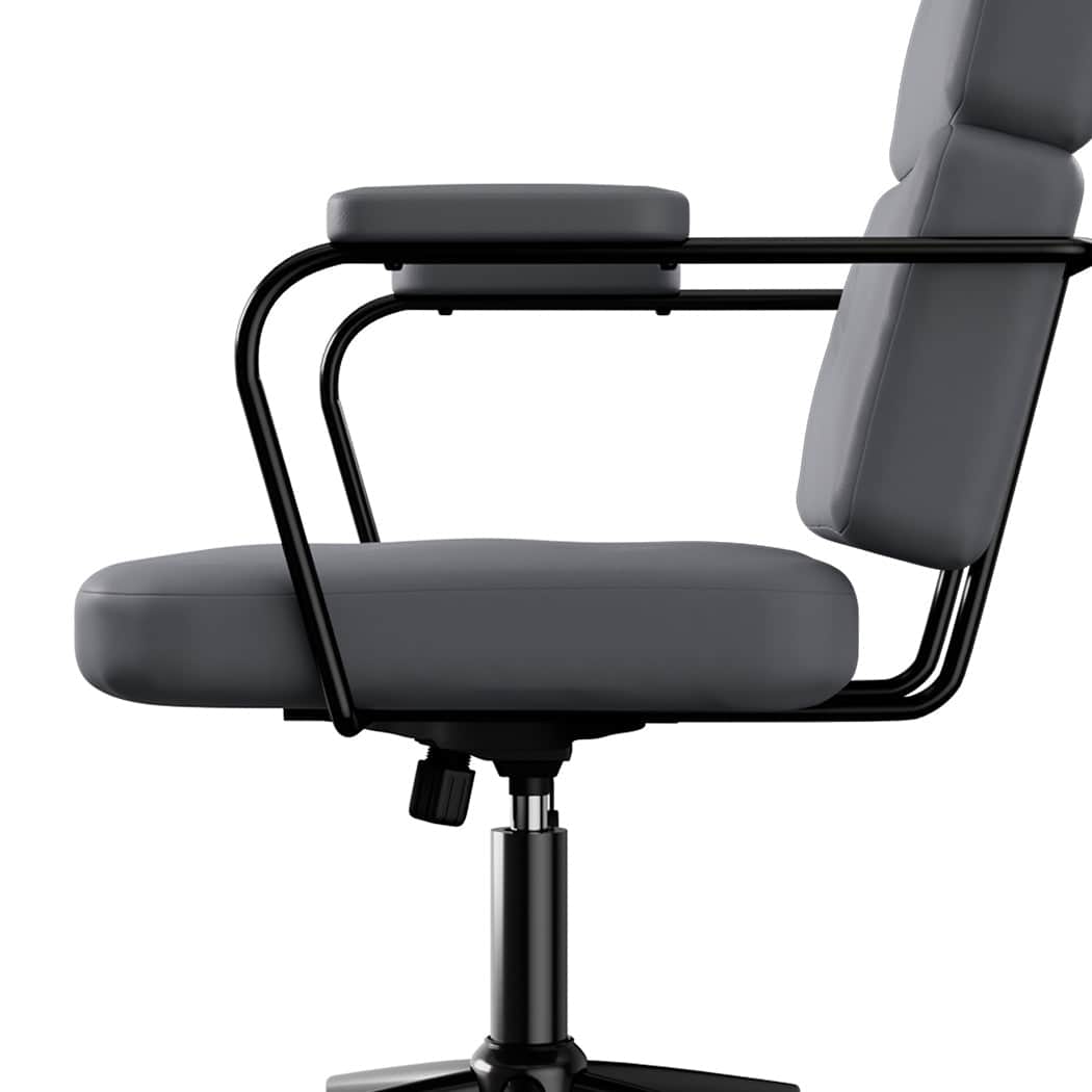 Contemporary Ergonomic Office Chair Computer PU Grey  Easy Assembly