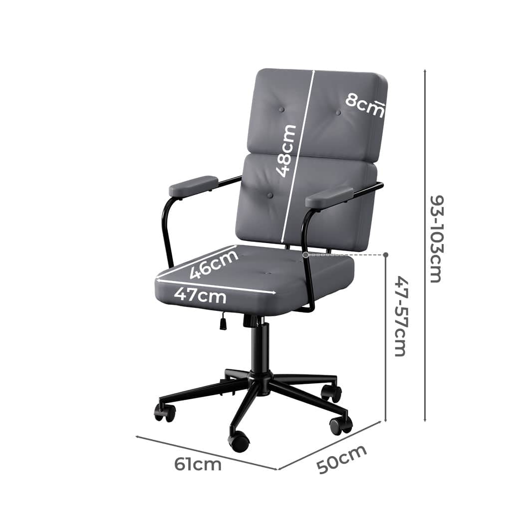 Contemporary Ergonomic Office Chair Computer PU Grey  Easy Assembly