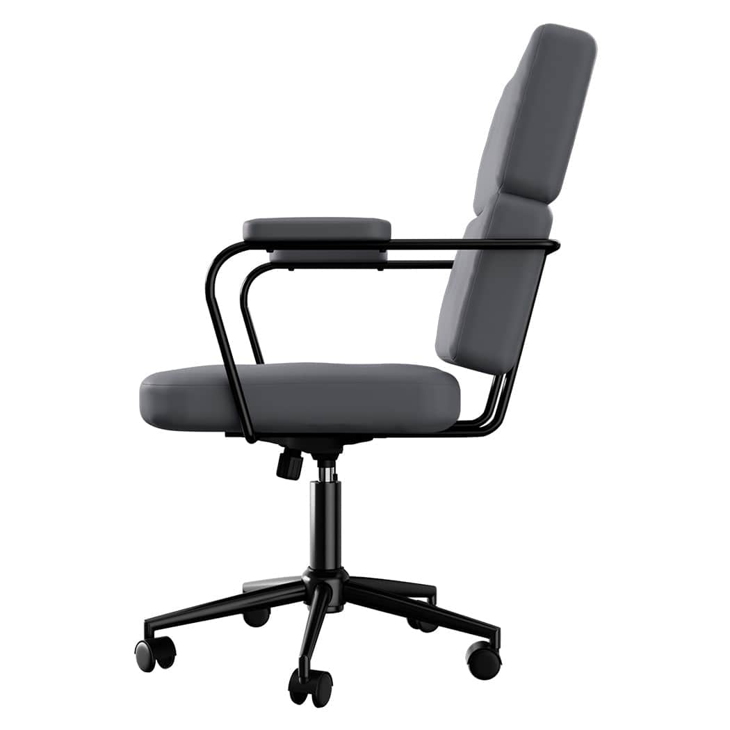 Contemporary Ergonomic Office Chair Computer PU Grey  Easy Assembly