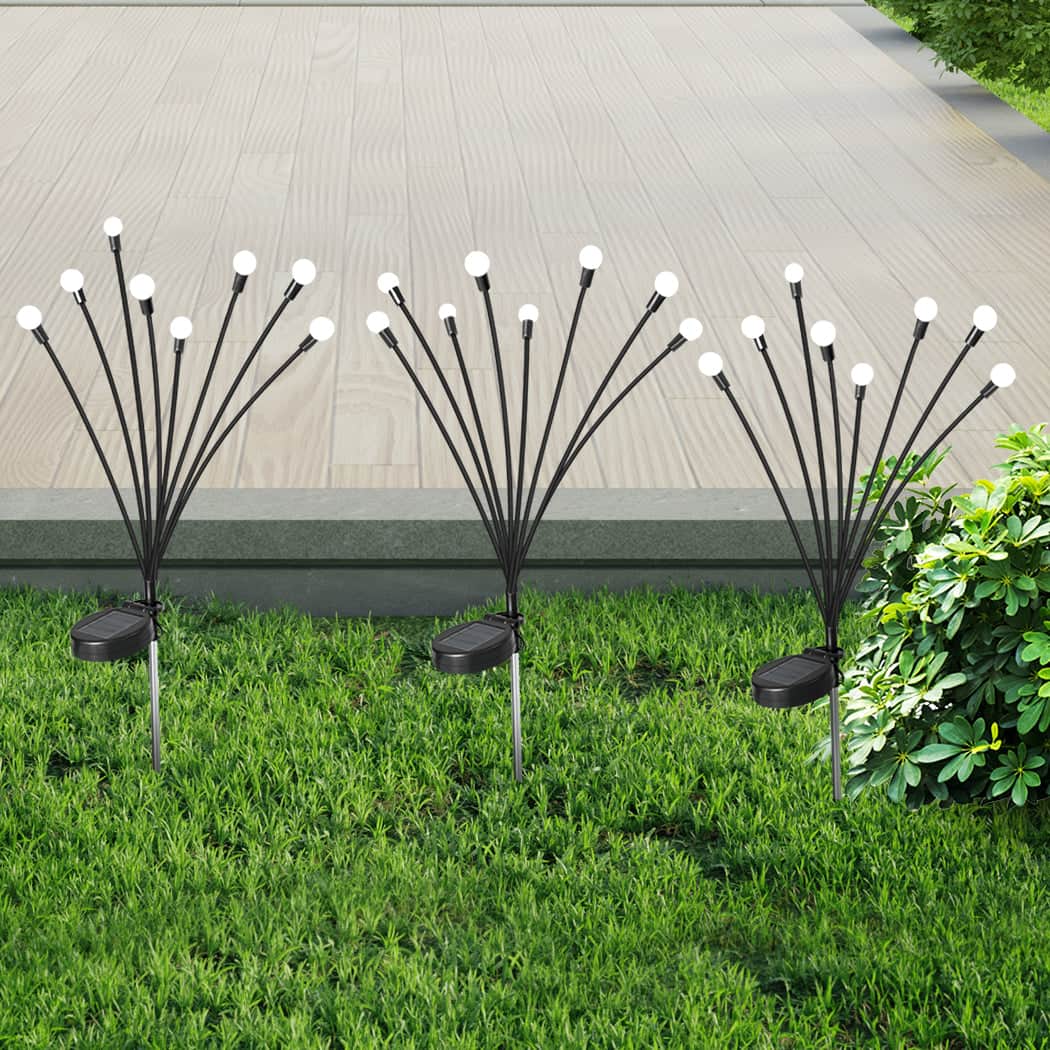 Contemporary Firfly Solar Lawn Lights 8LED 4PC Outdoor Black  High