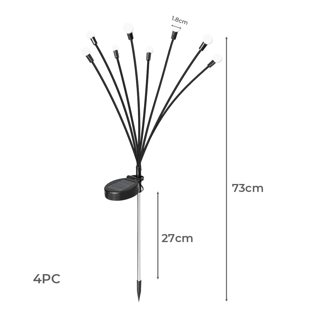 Contemporary Firfly Solar Lawn Lights 8LED 4PC Outdoor Black  High