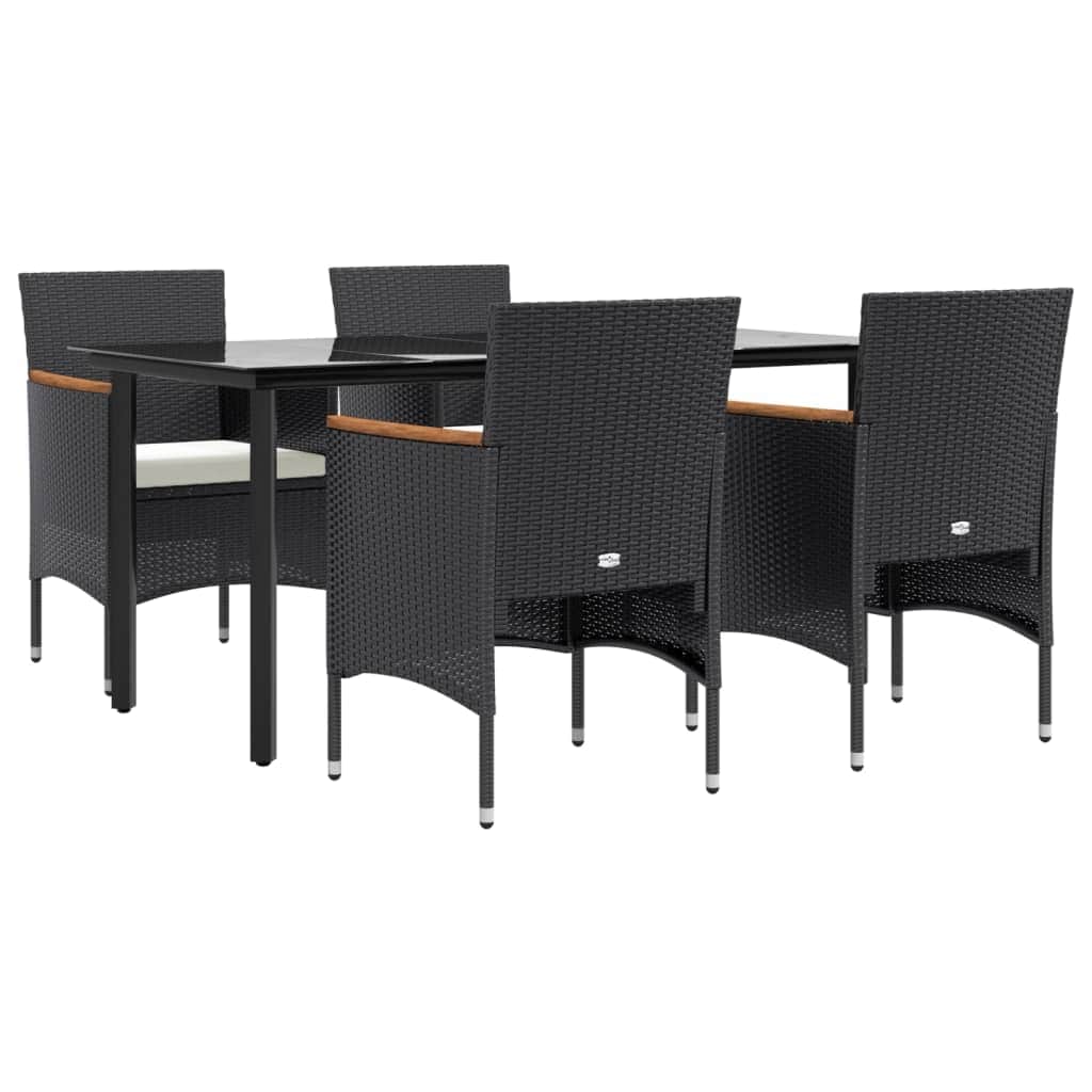 Contemporary Garden Dining Harmony: 5-Piece Set in Grey and Black with Cushions