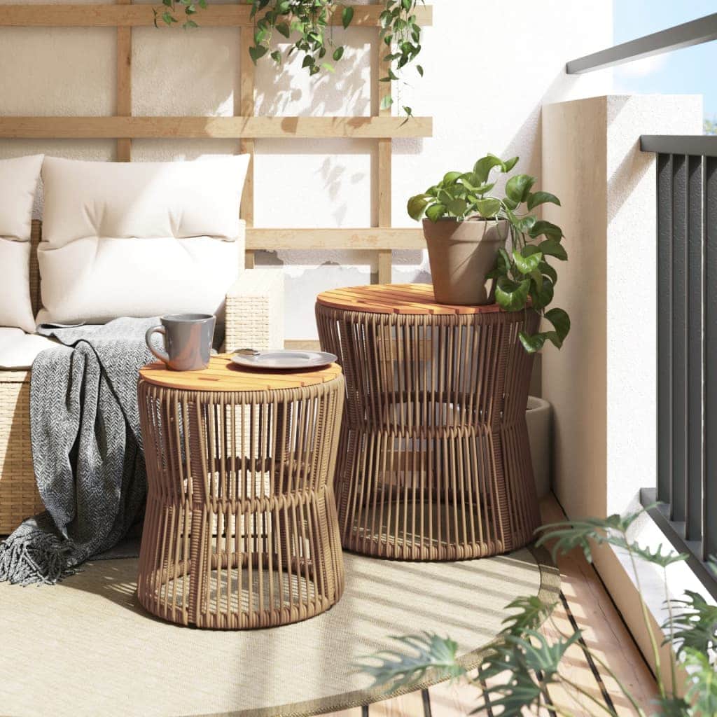 Contemporary Garden Side Tables 2 pcs Home Decor Accent Evening