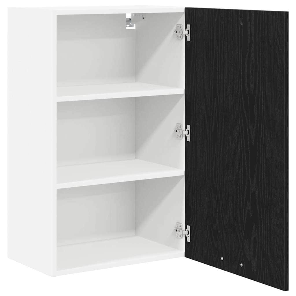 Contemporary Hanging Cabinet Riga Black Oak and White - Durable | Black colour