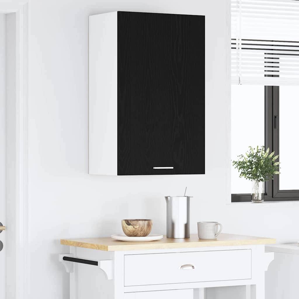 Contemporary Hanging Cabinet Riga Black Oak and White - Durable