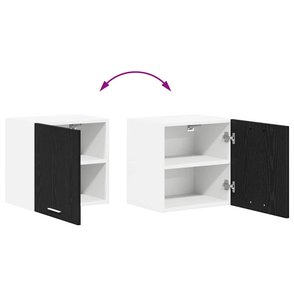 Contemporary Hanging Cabinet Riga Black Oak and White - Home Dacor