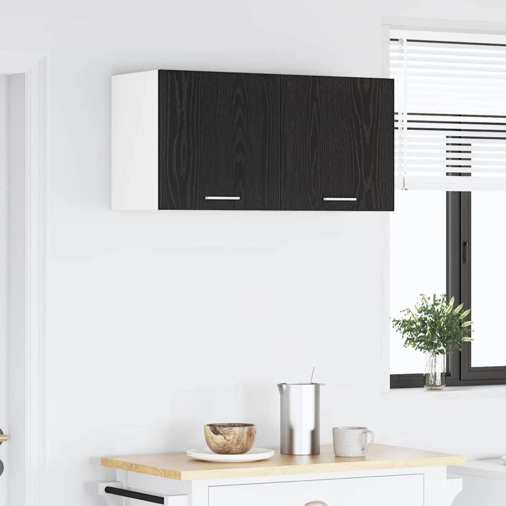 Contemporary Hanging Cabinet Riga Black Oak and White - Home Dacor