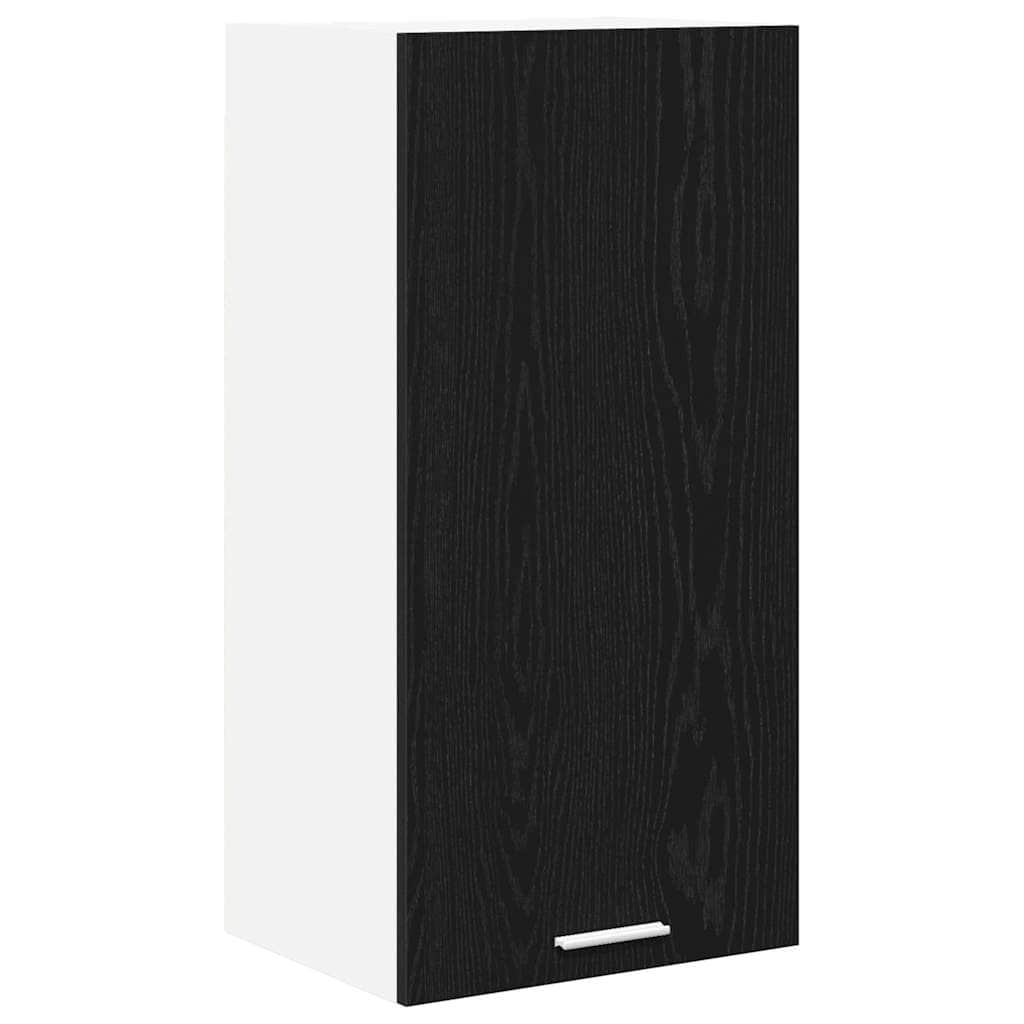 Black colour - Contemporary Hanging Cabinet Riga Black Oak and White - Premium