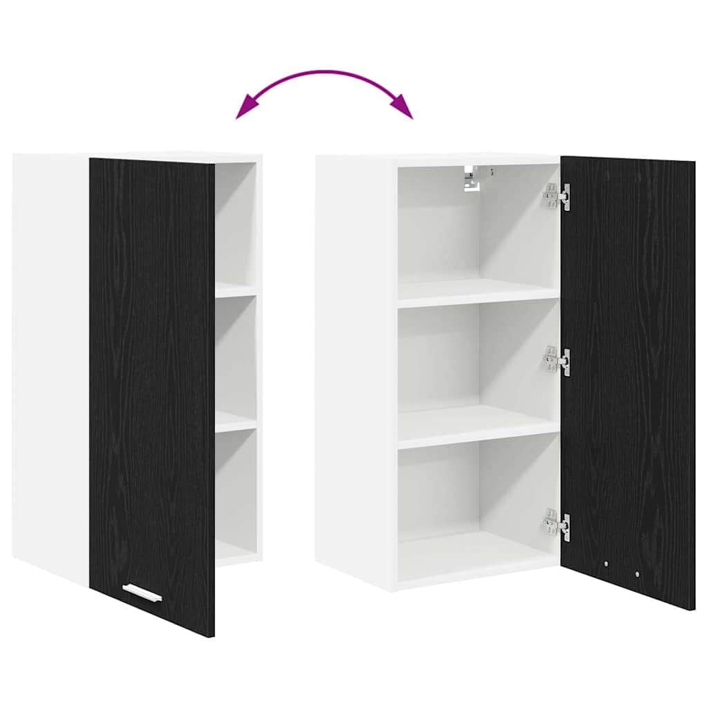 Contemporary Hanging Cabinet Riga Black Oak and White - Premium