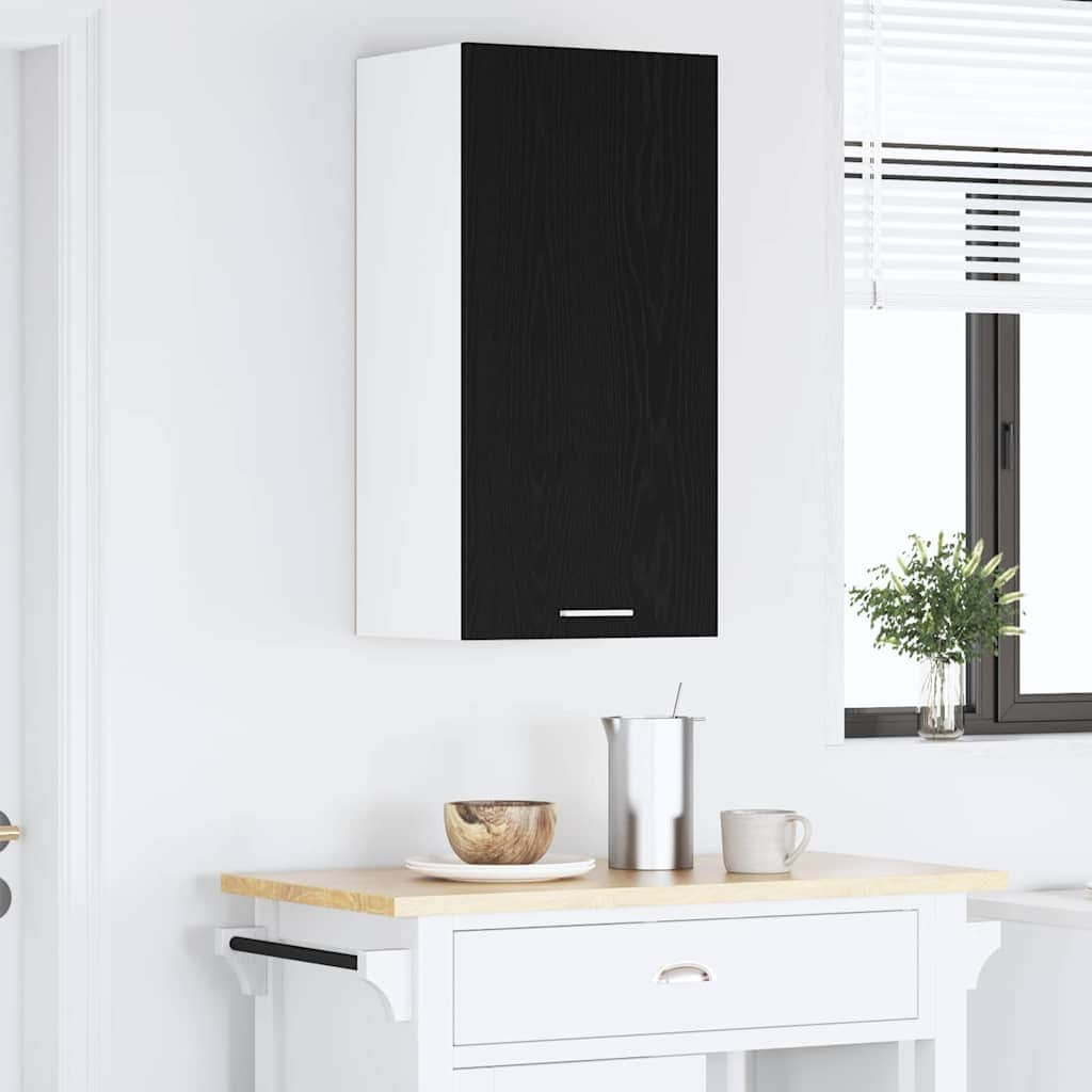 Contemporary Hanging Cabinet Riga Black Oak and White - Premium