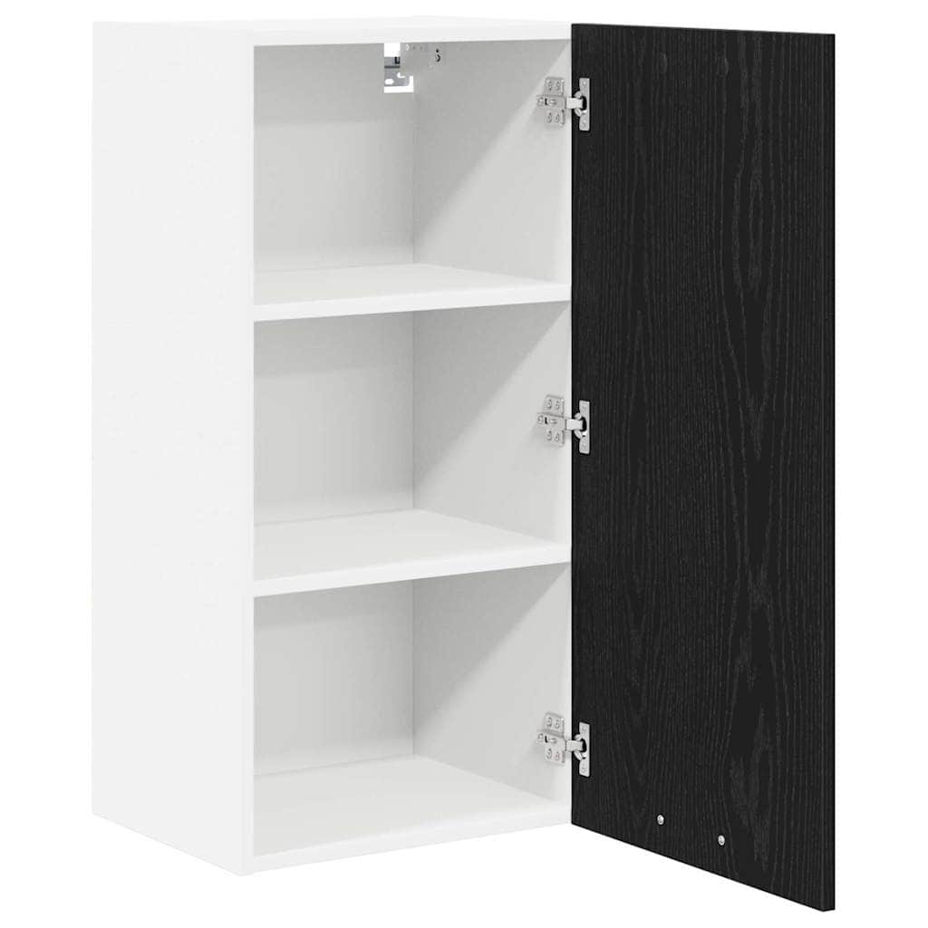Contemporary Hanging Cabinet Riga Black Oak and White - Premium