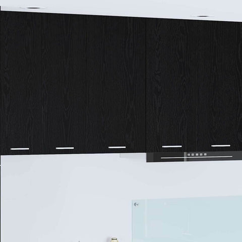 Contemporary Hanging Cabinet Riga Black Oak and White - Premium