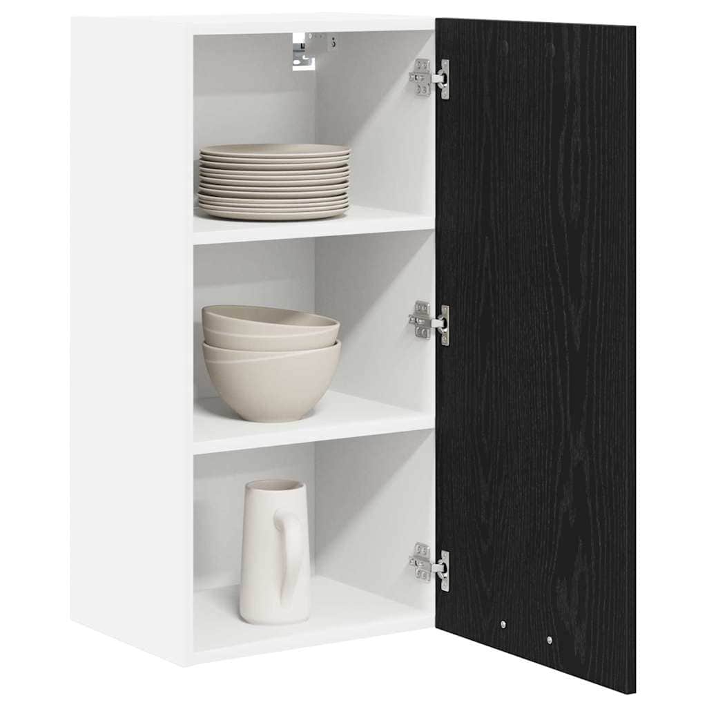 Contemporary Hanging Cabinet Riga Black Oak and White - Premium