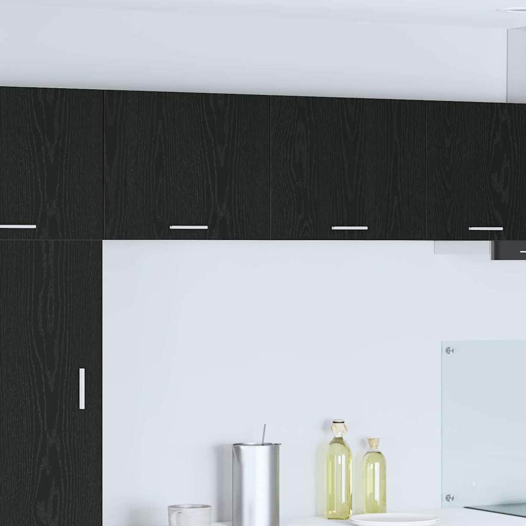 Contemporary Hanging Cabinet Riga Black Oak and White x