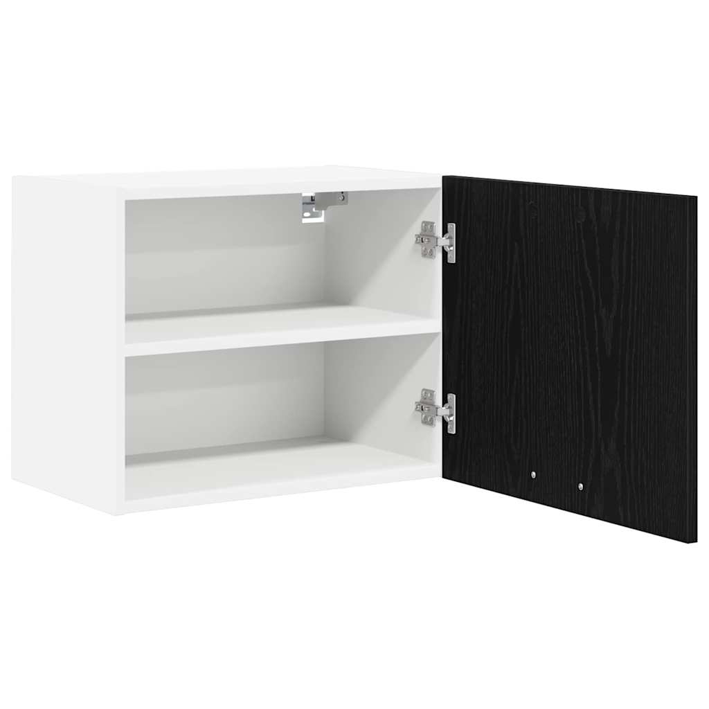 Contemporary Hanging Cabinet Riga Black Oak and White x