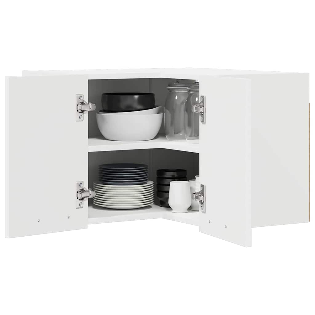 Contemporary Hanging Cabinet Riga White Engineered Wood - Premium | Wood finish
