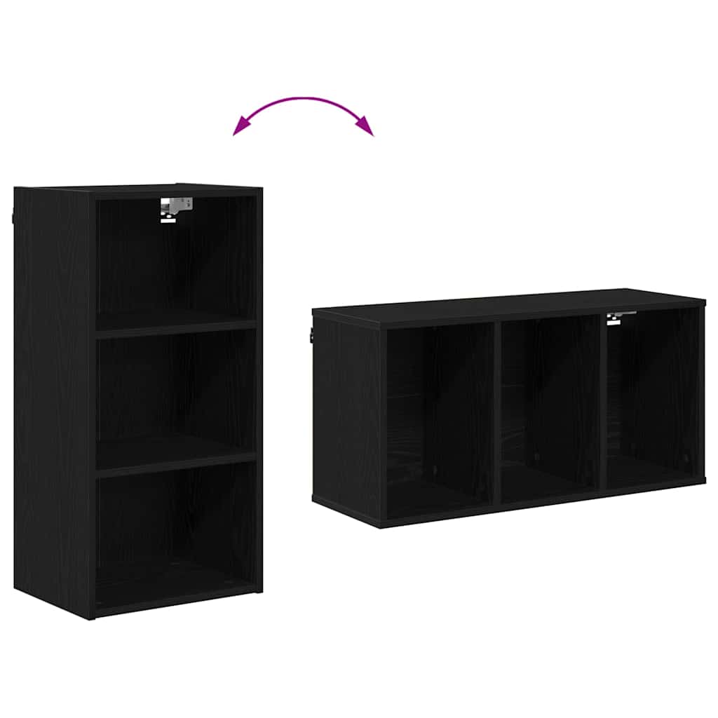 Contemporary Hanging Cabinet with Shelf Riga Black Oak