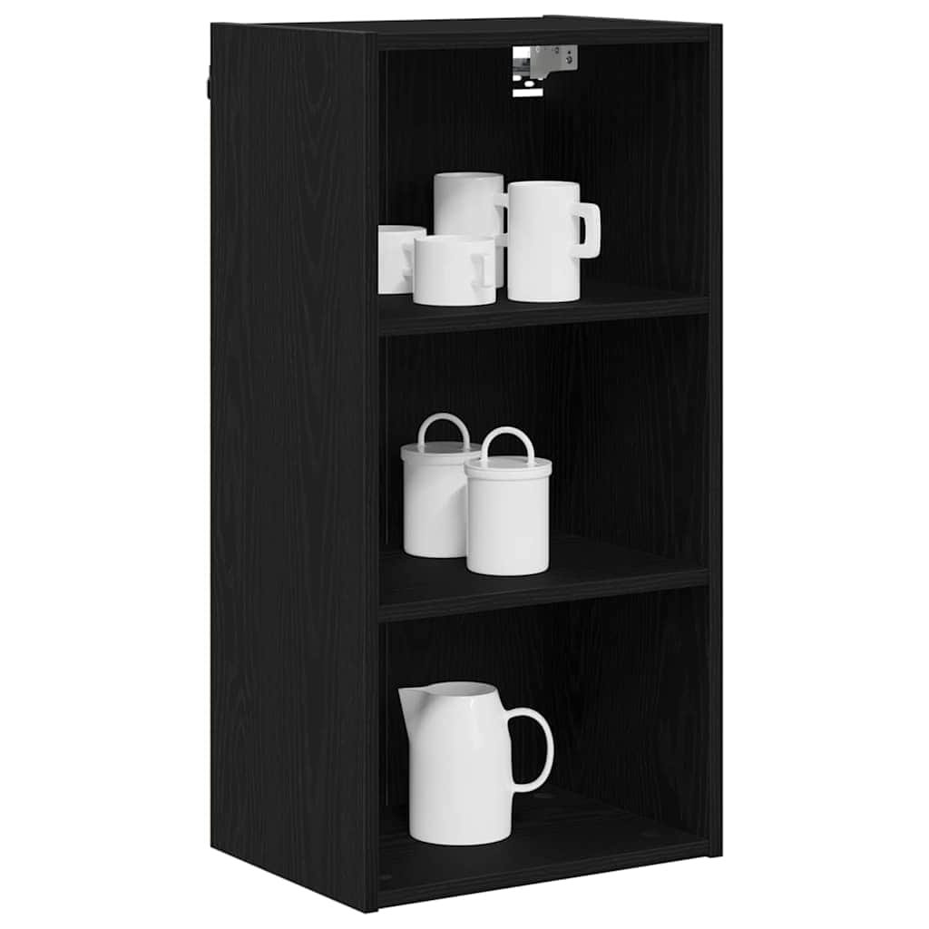 Contemporary Hanging Cabinet with Shelf Riga Black Oak