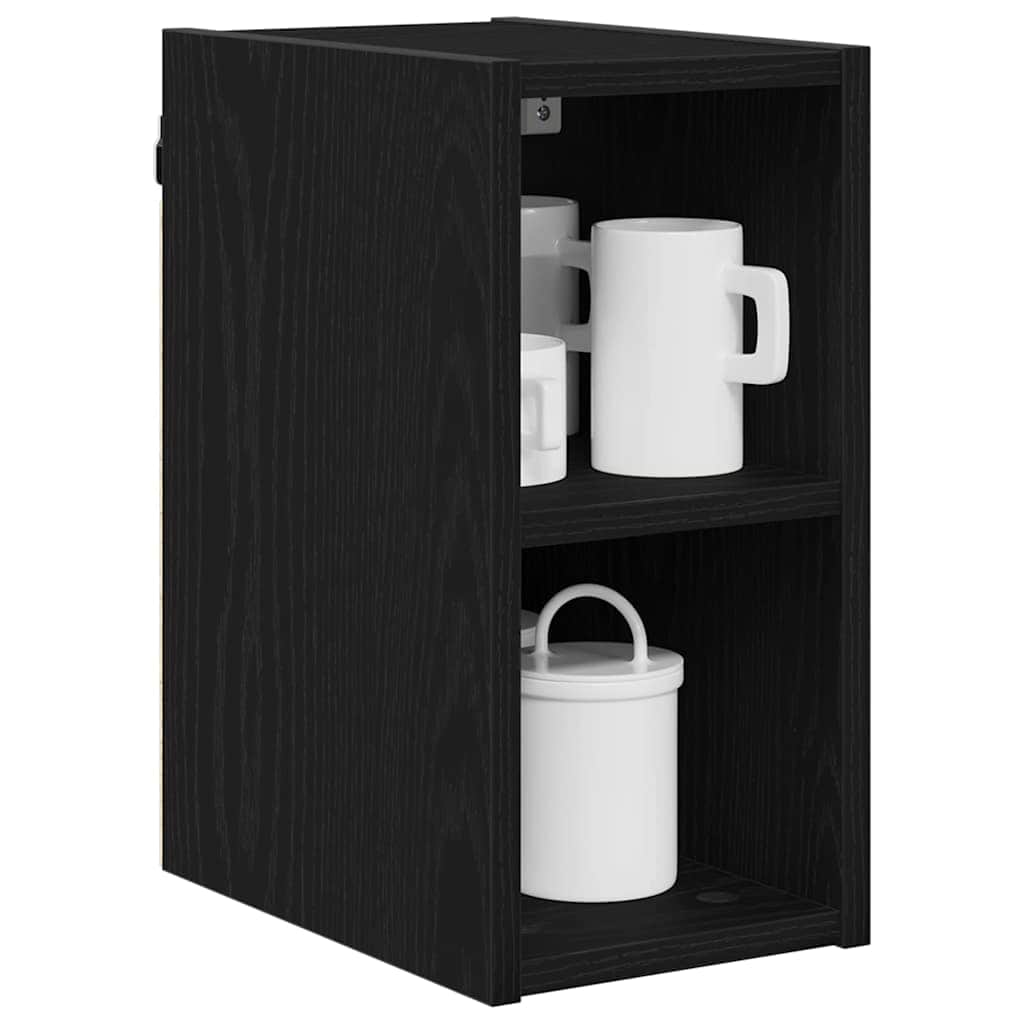 1vty - Contemporary Hanging Cabinet with Shelf Riga Black Oak - Sturdy